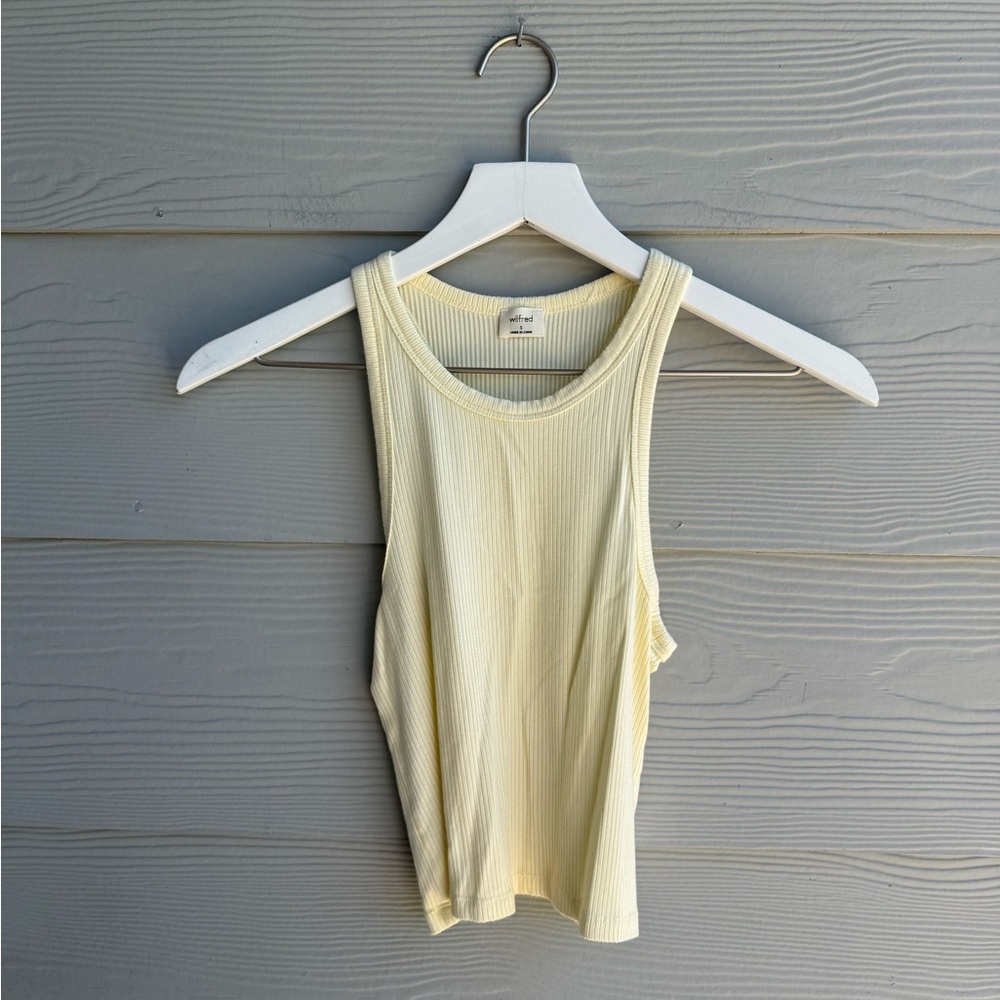 Aritzia Yellow Ribbed Crop Tank Top